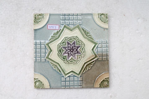 VINTAGE TILE ART NOUVEAU MAJOLICA PURPLE FLOWER DESIGN ARCHITECTURE TILE NH4417 Cover