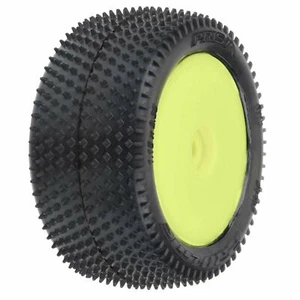 Proline 8297-12 1/18 Prism Rear Carpet Mini-B Tires Mounted 8mm Yellow Wheels (2 - Picture 1 of 4