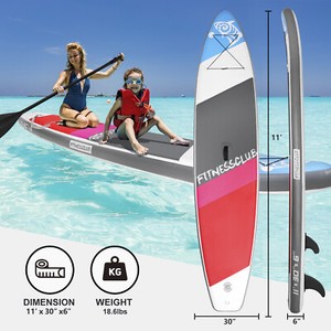 11'Inflatable Stand Up Paddle Board Surfboard SUP w/Fin+Complete Kit+Bag 6"thick