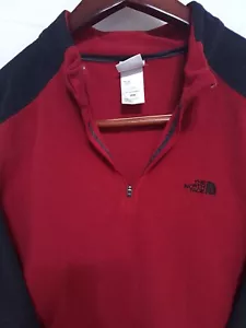 Chaqueta North Face para hombre lana de poliéster roja mediana 1/4 con cremallera - Imagen 1 de 7
