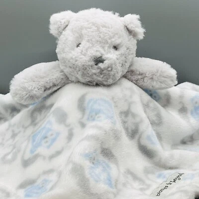 "Mantas y más allá oso de peluche manta de seguridad Lovey gris azul búhos 15""" Foto 1 de 4