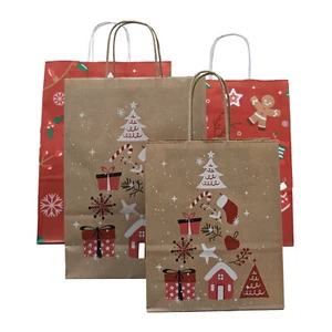 Christmas Design Paper Bags With Twisted Handles | Strong Premium Paper S/M/L - Picture 1 of 43