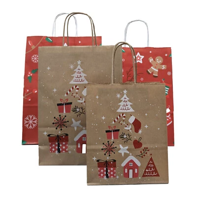 WE CAN SOURCE IT LTD Christmas Design Paper Bags With Twisted Handles | Strong Premium Paper S/M/L