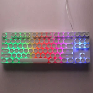 (White) 87 Keys Typewriter Style Mechanical Gaming Keyboard Retro Punk - Photo 1/22
