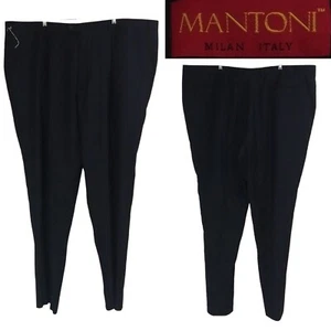 NEW Mantoni Italy Super 150s Virgin Wool Navy Blue Twill Unhemmed Pants Size 52 - Picture 1 of 7