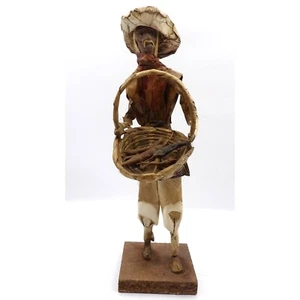 Viejito Pappmaché alter Mann mit Korb Paprika Pappmaché 12x31/2x31/2 Mexiko - Bild 1 von 5