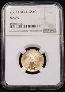 NGC 2001 $10 1/4 oz Gold Eagle MS69 #4598602-087 - Picture 1 of 15