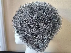 Hand knitted warm and fuzzy beanie/hat, salt & pepper gray - Picture 1 of 6