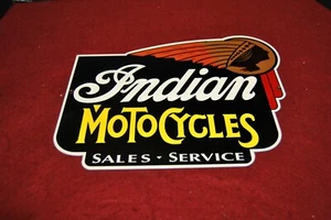VINTAGE INDIAN MOTOCYCLE PORCELAIN METAL SIGN - Picture 1 of 7