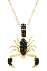 2CT Lab Created Black Diamond Scorpion Pendant 18" Chain 14K Yellow Gold Plated - Picture 1 of 4