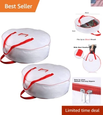 Lightweight Oxford Fabric Wreath Storage Bag - Dual Zippers & Reinforced Handles - Image 1 of 4