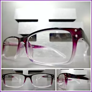 Classy Elegant Contemporary READING EYE GLASSES READERS Rectangular Purple Frame - Picture 1 of 16