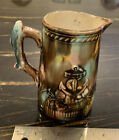 Antique Majolica 5” Pitcher Fish Handle Shell Anchor Marine
