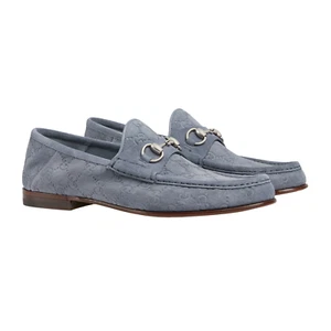 GUCCI Horsebit 1953 $1050 Men's Gray Suede Loafers New & Authentic - Picture 1 of 2