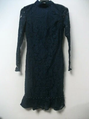 Vestido Bodycon Missguided azul marinho renda bainha botão azul marinho Reino Unido 8 JS002 KK 16 - Imagem 1 de 4