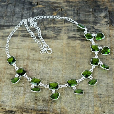 Unique Peridot Gemstone 925 Sterling Silver Handmade Jewelry Necklace Wife Gift - Image 1 of 4