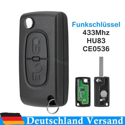 433MHz Auto Funk Schlüssel HU83 CE0536 für Peugeot 207 307 308 Citroen C2 C3 C4