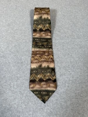 Corbata de seda vintage Albert Nipon para hombre X larga abstracta geométrica tonos de otoño Foto 1 de 4