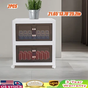 2pcs PP Storage Boxes For Storing Clothes, Shoes, Books Stackable Storage Box - Picture 1 of 16