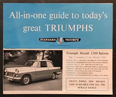 TRIUMPH TR4 & HERALD Car Sales Brochure 1961-62 #340/1061 CONVERTIBLE Coupe ++ - Image 1 of 2