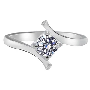 0.47Ct G-H VS2 5.00mm 100% Natural White Diamond Ring In Solid 14KT White Gold - Picture 1 of 4