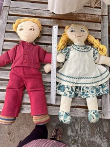 Paar alte handgefertigte Puppen - Bild 1 von 10