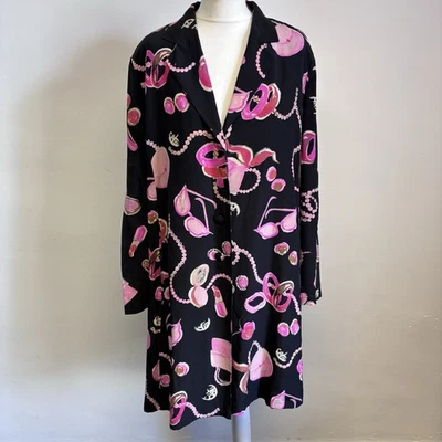 Louis Feraud Silk Jacket Fits UK 14 16 Quirky Fashion Pattern Pockets 100% Silk - Image 1 of 4