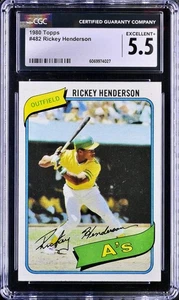🔥 1980 Topps - RICKEY HENDERSON #482 (Rookie Card - CGC 5.5!) - Picture 1 of 2