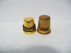 JUEGO DE 2 DEDALES BANDA DE LATÓN VINTAGE DE "TOLEDO" ESPAÑA - Imagen 1 de 5