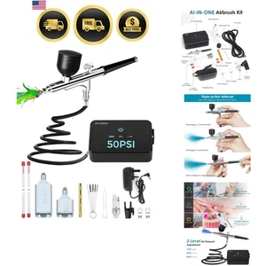 Kit Aerógrafo con Compresor para Modelos Arte Uñas Maquillaje Decoración de Pasteles - Imagen 1 de 9