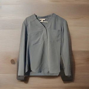 Top manga larga Nine West talla pequeña para mujer azul cuello en V - Imagen 1 de 6
