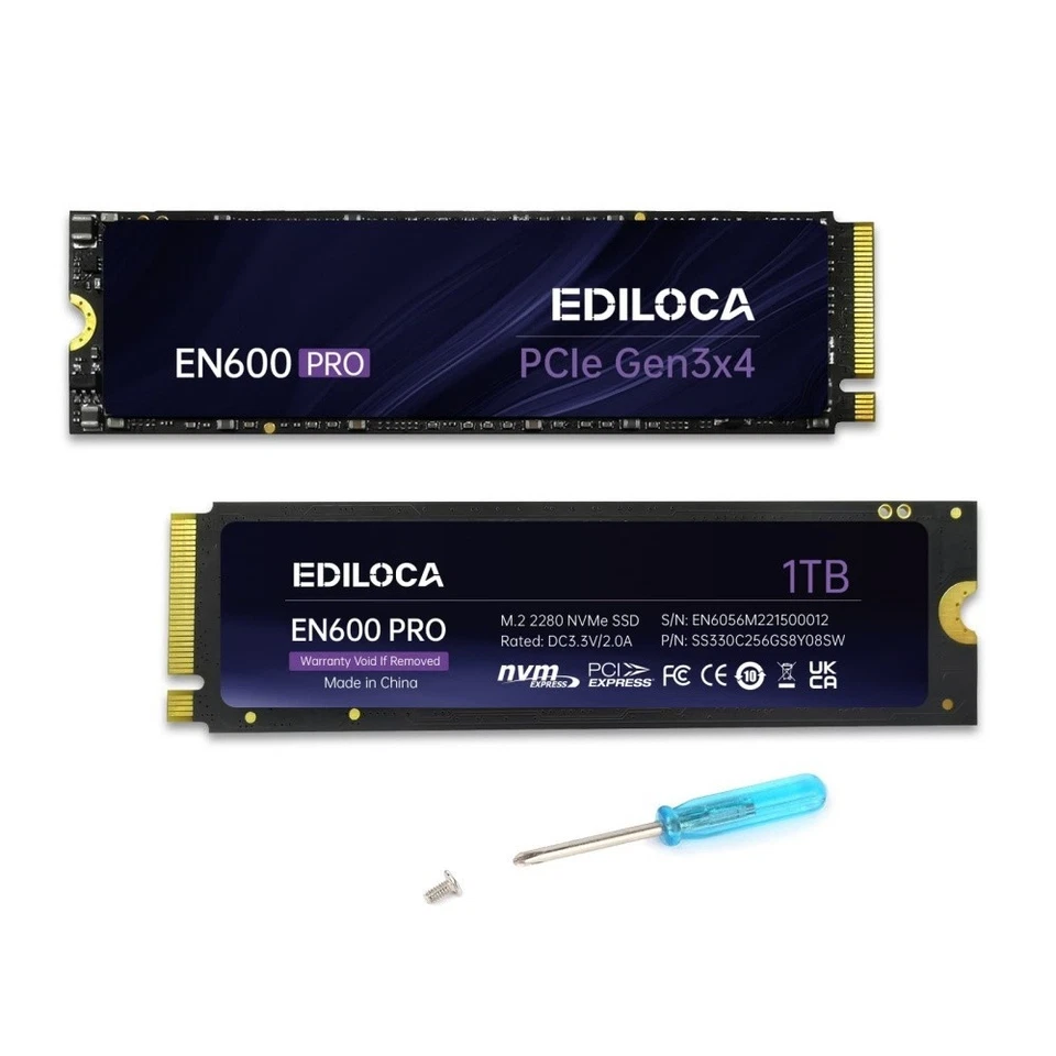 Ediloca M.2 2280 SSD NVMe 256 GB 512 GB 1 TB 2 TB TLC disco rigido interno PCIe 3.0 - Immagine 1 di 4