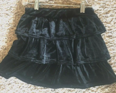 New Girls 5 HEARTSTRINGS Black VELVET TIERED RUFFLE SKIRT Elastic PARTY Mini - Image 1 of 4