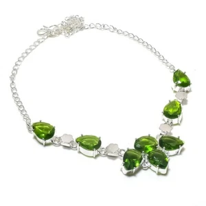 Green Peridot Gemstone Handmade 925 Sterling silver Necklace Size 18'' - Picture 1 of 1