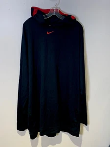 Vintage Nike Center Swoosh Hoodie Middle Check hooded Sweatshirt Black Size XXL - Picture 1 of 6