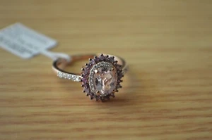 2.25ct Martha Rocha Kunzite / Multi Gemstone Ring 14K RG over Fine Silver Sz 10 - Picture 1 of 12