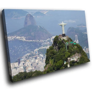 SC521 Christ the Redeemer Brazil Landscape Canvas Wall Art Large Picture Prints - Picture 1 of 6