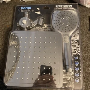 Home Basics Dual Rainfall Chrome Plated Steel Shower Massager, Silver - Picture 1 of 8