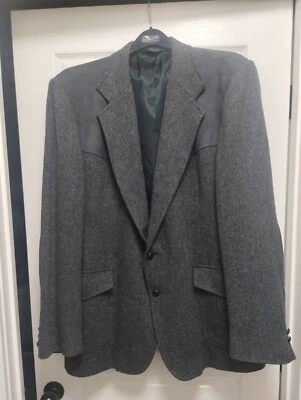 Vtg Pendleton Gray Suede Trim Virgin Wool Blend Western Sport Coat Blazer 48 L - Image 1 of 4