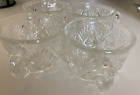Vintage Cut Glass Clear Etched Punch Bowl Cups Set of 4