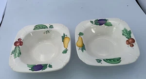 2 Pfaltzgraff SUMMER GARDEN set of 2 Sculpted Dip Cereal Bowls Square 7.25" - Picture 1 of 3
