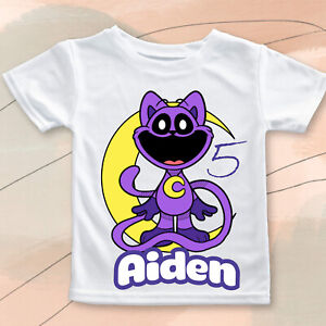 Cat nap Smiling Crit Game Custom Birthday T shirt kids size 6 White short sleeve