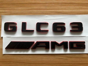 Black RED Number Letters Rear Trunk Badge Emblem for GLC63 AMG - Picture 1 of 6