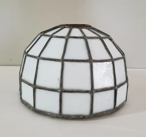 Antique Slag Glass White Stained Glass Tiffany Style Lamp Shade Pendant 3 of 5 Cover