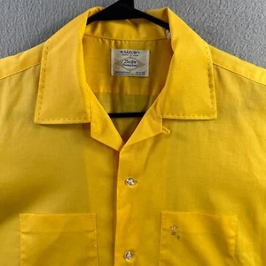 Vintage Arrow Shirt Mens Medium 60s Sanforized Loop Collar Camp Button USA - Picture 1 of 13