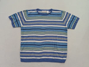 Alfred Dunner Women's Sweater Size 1X Short Sleeve Blue Striped Pullover - Picture 1 of 12