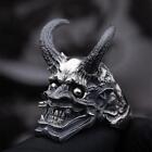 Stainless Steel Men's Ring Skull Horns Dragon Japanese Devil Gothic Biker Ring