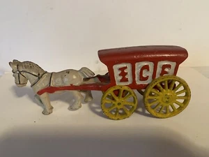 Vintage Cast Iron Toy Horse Drawn ICE  Wagon, 7.5" long by 2" Wide and 3" Tall - Picture 1 of 4