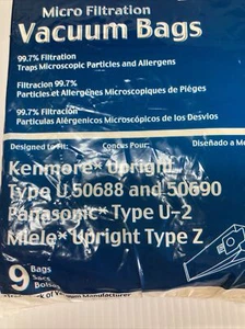 9-Pack Envirocare Vacuum Bags 159-9 Fit Kenmore U 50688 50690 Miele Type Z - Picture 1 of 7