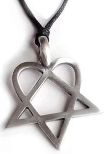 HEARTOGRAM PEWTER PENTAGRAM 4cm PENDANT ON BLACK CORD NECKLACE - Picture 1 of 1